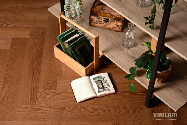 ПВХ плитка, кварц виниловый ламинат Vinilam Parquet Herringbone Glue Винсент GD11200