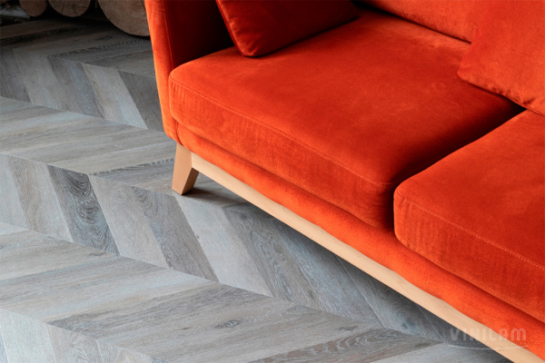 ПВХ плитка, кварц виниловый ламинат Vinilam Parquet Chevron Glue Легран RI444515CL4