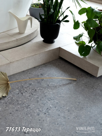 ПВХ плитка, кварц виниловый ламинат Vinilam Ceramo Stone Glue Терраццо 71613