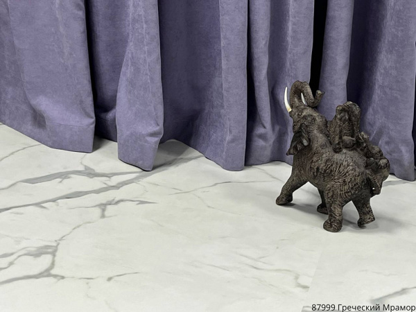 ПВХ плитка, кварц виниловый ламинат Vinilam Ceramo Stone Glue Греческий Мрамор 87999