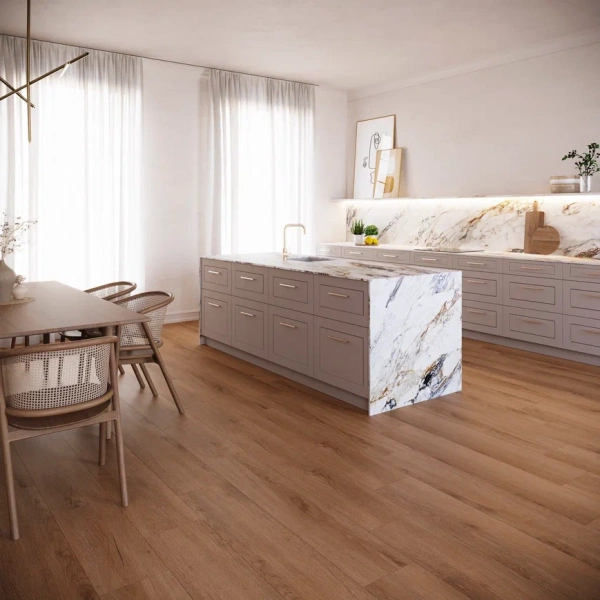 ПВХ плитка, кварц виниловый ламинат Invictus Primus Plank Riviera Oak Caramel 45