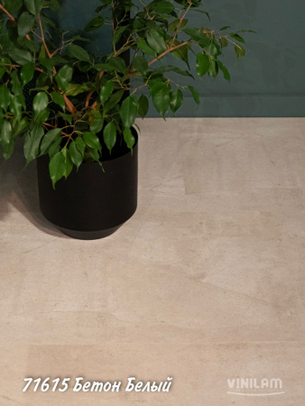 ПВХ плитка, кварц виниловый ламинат Vinilam Ceramo Stone Glue Бетон Белый 71615