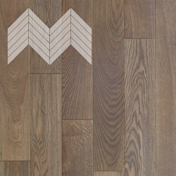 Инженерная доска Lab Arte Елка Chevron Французская Дуб Селект Гамлет лак 600/510х90х14/45°