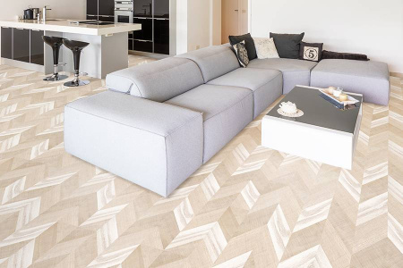 Пробковое покрытие Corkstyle Chevron Creme Клеевое 1235x305x6
