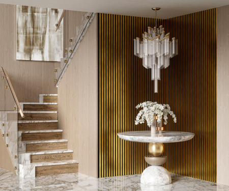 Комплект акустических панелей Cosca Decor Эмираты Золото матовое, 3000x300x19мм