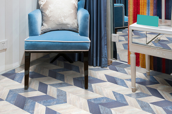 Пробковый пол Corkstyle Print Cork Chevron Blue замковый