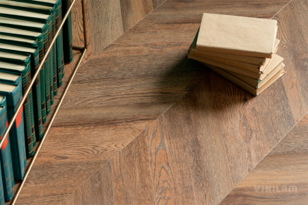 ПВХ плитка, кварц виниловый ламинат Vinilam Parquet Chevron Нормандия RI153610CL4