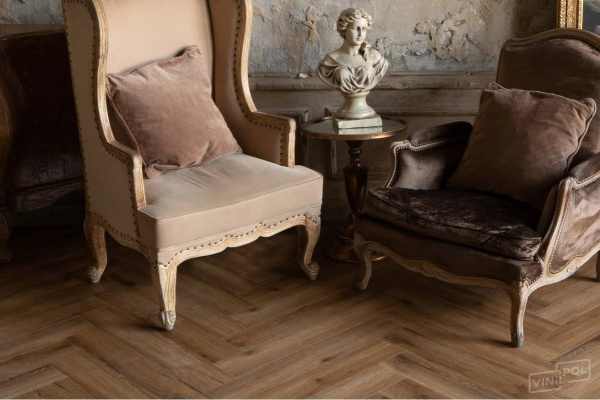 SPC Ламинат VinilPol Herringbone 7/34 4V 9933 Паркет Франческо 762x127