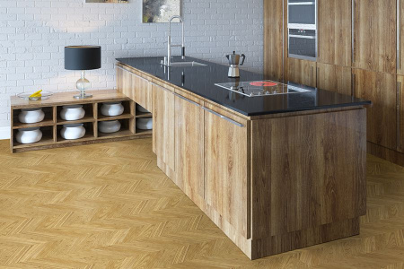 Пробковый пол Corkstyle Print Cork Chevron Gold клеевой