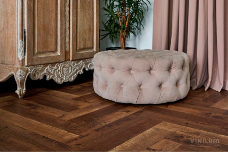 ПВХ плитка, кварц виниловый ламинат Vinilam Parquet Herringbone Glue Версальский GD11177