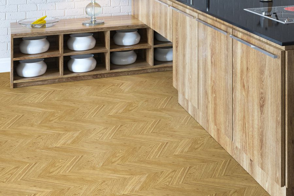 Пробковый пол Corkstyle Print Cork Chevron Gold замковый