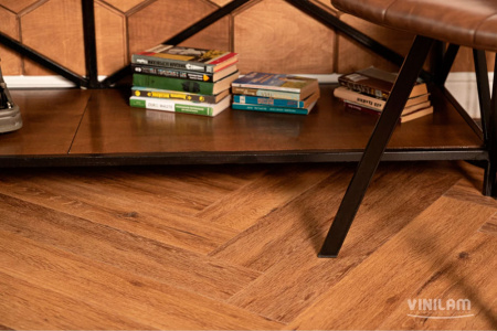 ПВХ плитка, кварц виниловый ламинат Vinilam Parquet Herringbone Glue Де Вилль GD11210