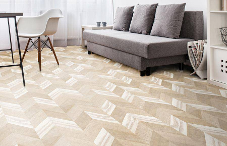 Пробковое покрытие Corkstyle Chevron Creme Клеевое 1235x305x6