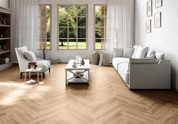 ПВХ плитка, кварц виниловый ламинат Invictus Maximus Herringbone Divine Oak Cookie