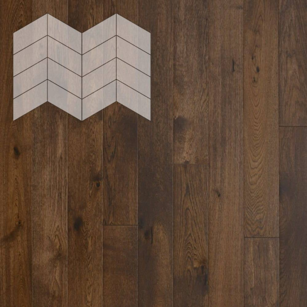 Паркетная доска Lab Arte Chevron Дуб Рустик Коньяк лак 490-600x110x14