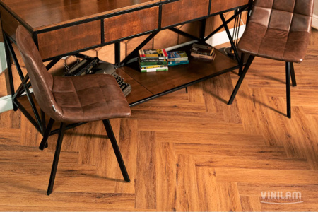 ПВХ плитка, кварц виниловый ламинат Vinilam Parquet Herringbone Glue Де Вилль GD11210