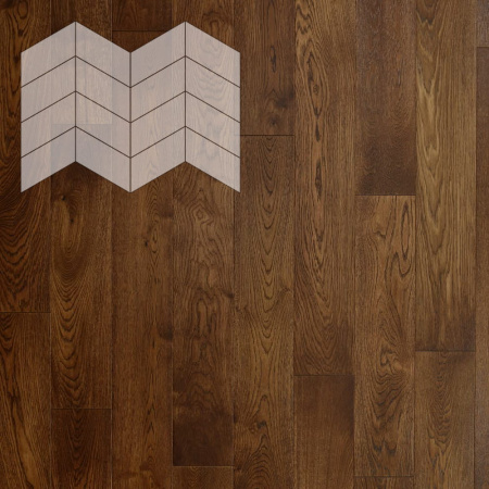 Инженерная доска Lab Arte Елка Chevron Французская Дуб Селект Табак лак 400/337х110х14/60°