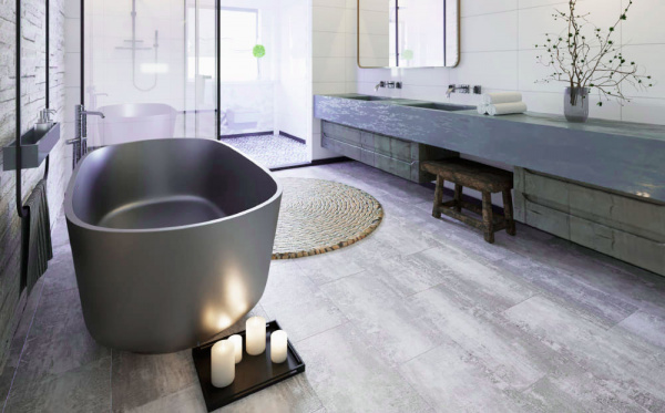 SPC ламинат Stone Floor Плитка Жемчужно-серая 8875709 НР