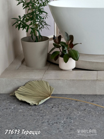 ПВХ плитка, кварц виниловый ламинат Vinilam Ceramo Stone Glue Терраццо 71613