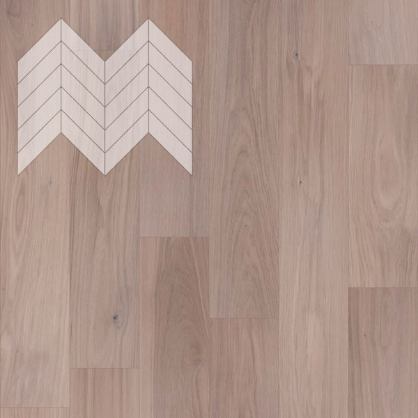 Инженерная доска Lab Arte Елка Chevron Французская Дуб Натур Чегет белый лак 600/510х90х14/45°