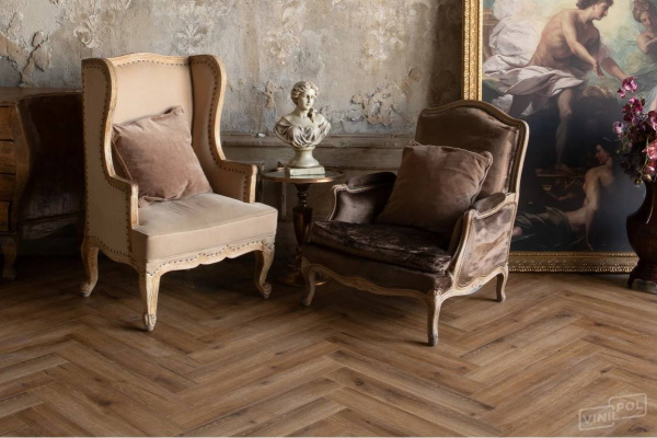 SPC Ламинат VinilPol Herringbone 7/34 4V 9933 Паркет Франческо 762x127