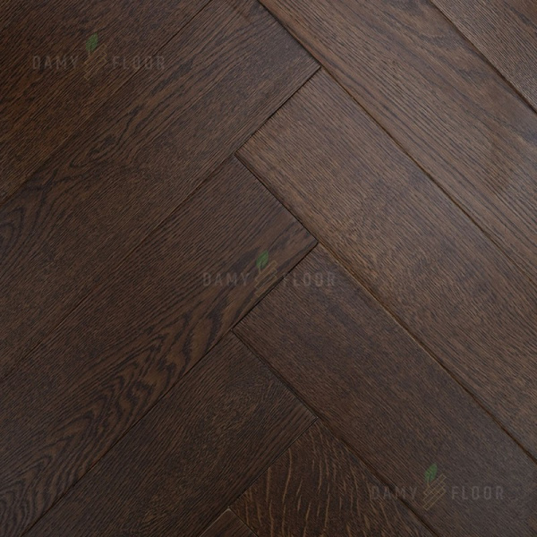 Массивная доска Damy Floor Luxury Английская елочка Шоколадный Селект 600 мм