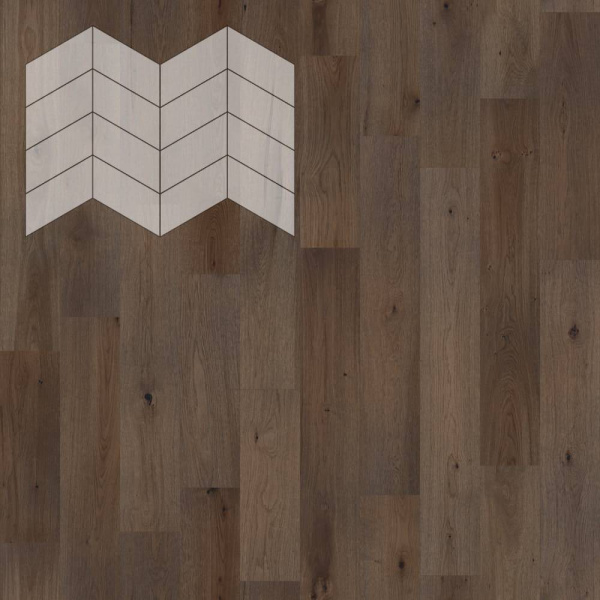 Паркетная доска Lab Arte Chevron Дуб Натур Кайт лак 313-400x150x14